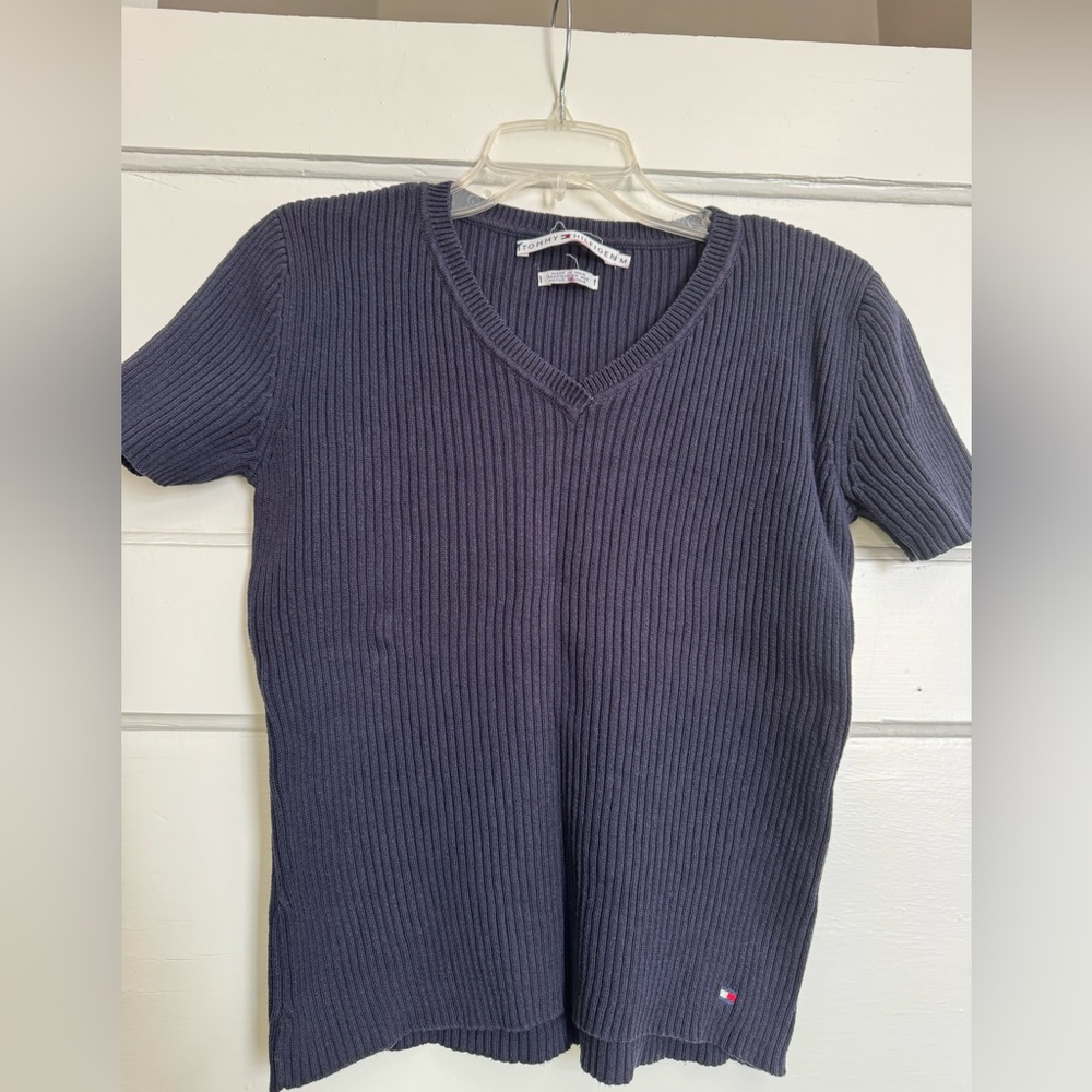 Women’s Tommy Hilfiger Navy Short Sleeve Sweater Size Medium